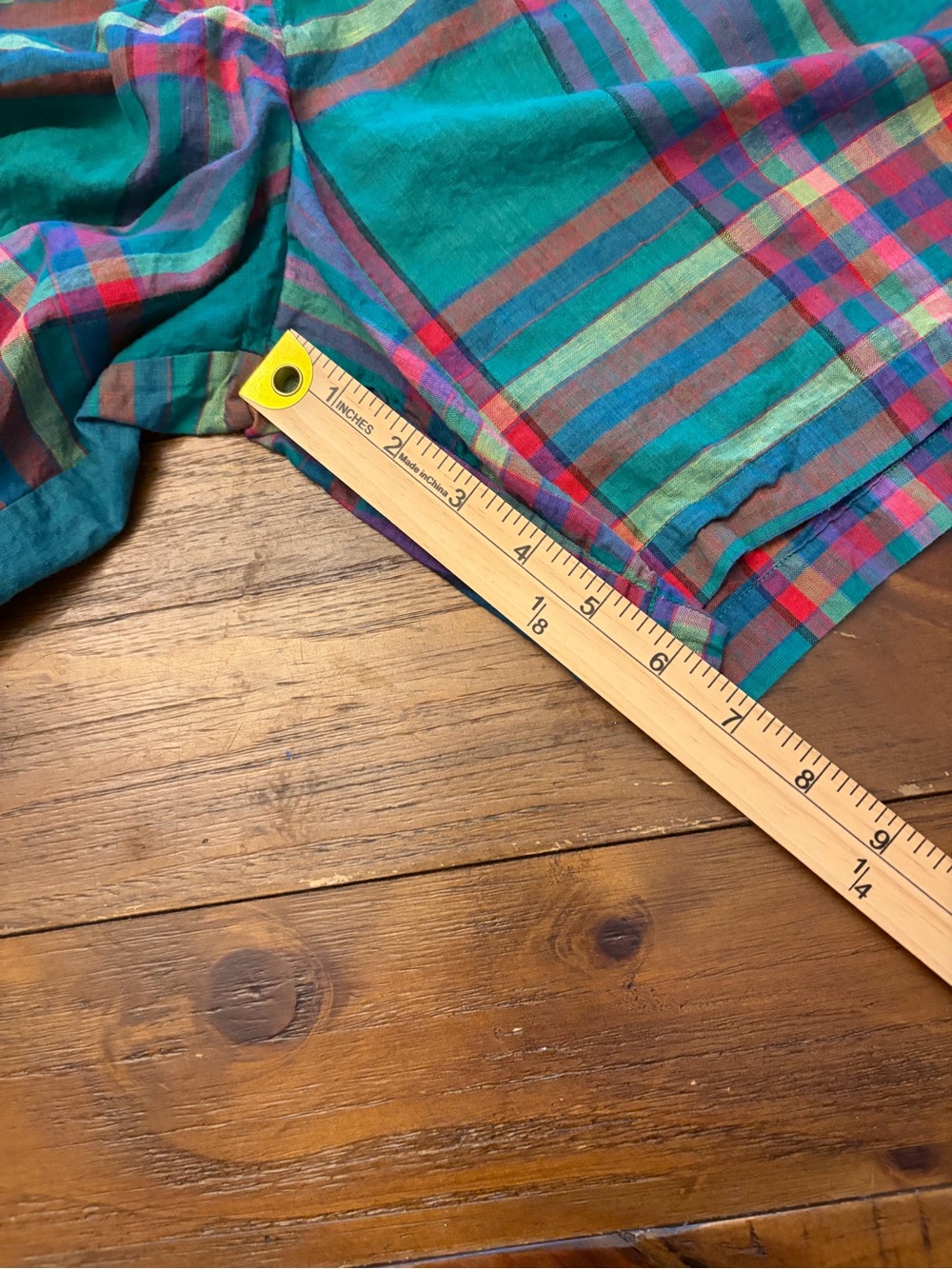 Vintage 80s Tutti Frutti Madras Plaid High Waist Pleated Bermuda Shorts M - Picture 5 of 9